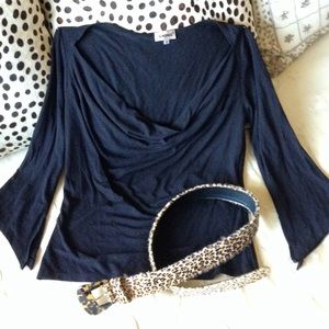 Black cowl draped top