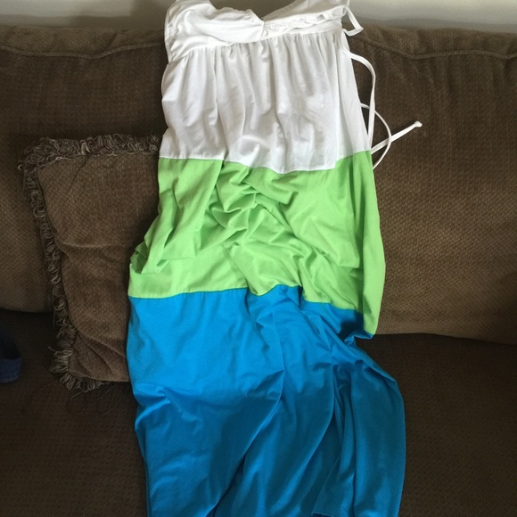 A color block maxi dress