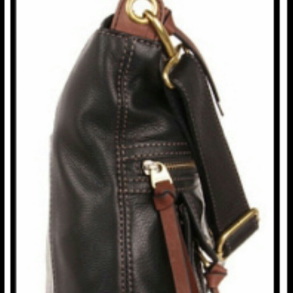 FOSSIL~MORGAN PEBBLED BLACK LEATHER MESSENGER CROSSBODY BAG~NEW~🎁Christmas🎄 - Picture 2 of 7