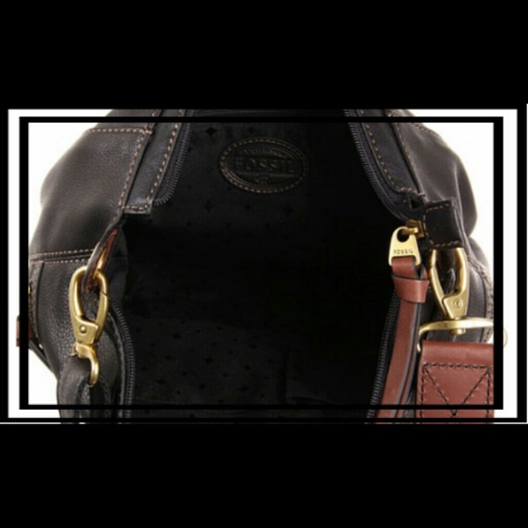 FOSSIL~MORGAN PEBBLED BLACK LEATHER MESSENGER CROSSBODY BAG~NEW~🎁Christmas🎄 - Picture 3 of 7