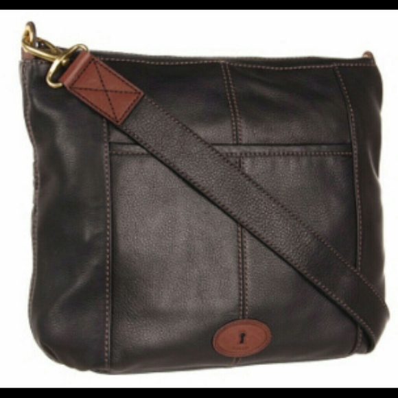 FOSSIL~MORGAN PEBBLED BLACK LEATHER MESSENGER CROSSBODY BAG~NEW~🎁Christmas🎄 - Picture 4 of 7