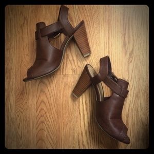 Brown cutout heels