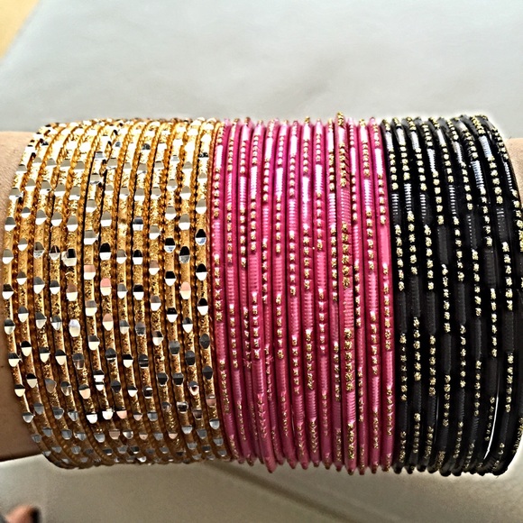 Jewelry - GOLD/PINK/BLACK Bangle Bracelets!