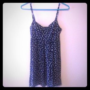 Navy blue mini sun dress with triangle print