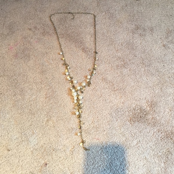 Pearl long dangly necklace