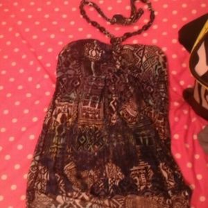 Aztec Print Strapless Top (One Strap Around Neck)
