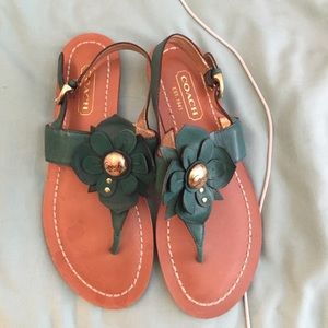 Coach flower teal sandals size 6