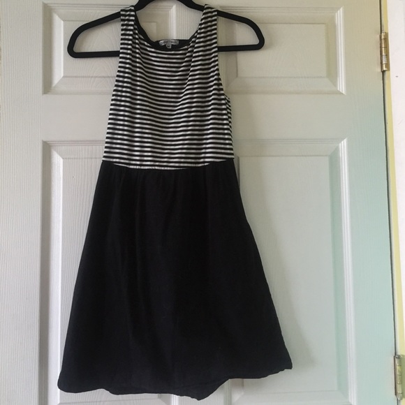 Black and white striped dress