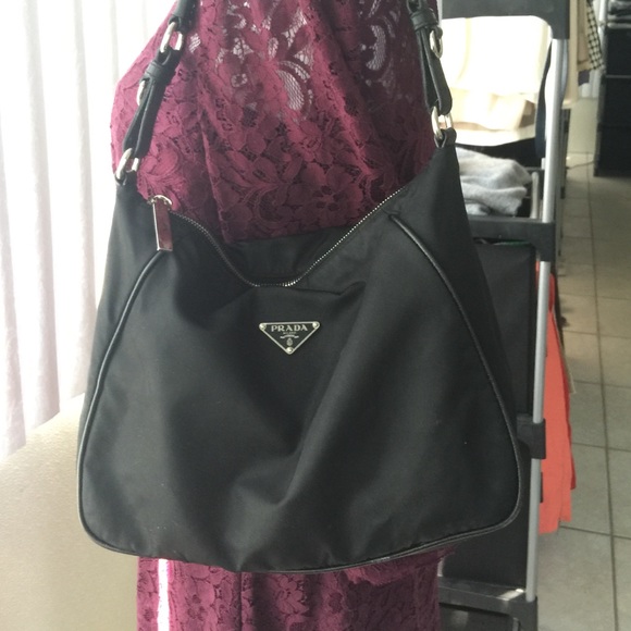 Authentic Black Prada Nylon and Leather Bag