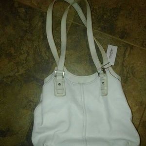 White leather purse