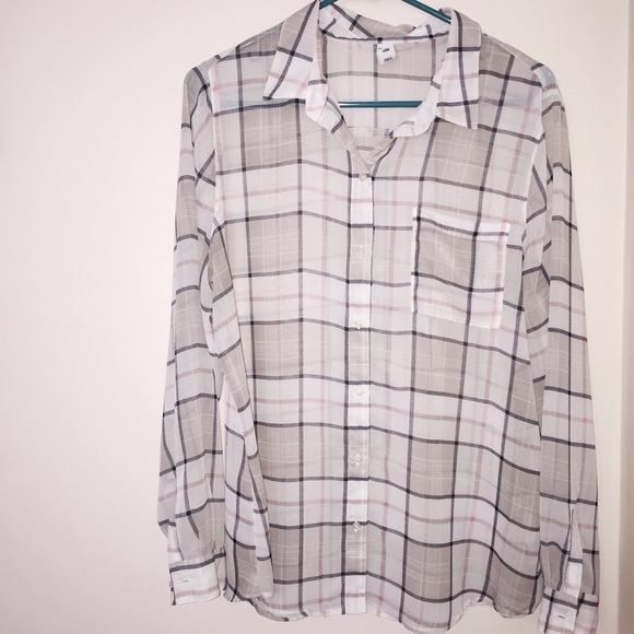 Plaid button up blouse.