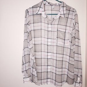 Plaid button up blouse.