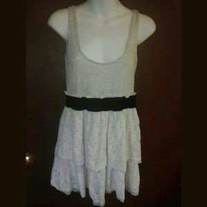 Gray and white lace dress