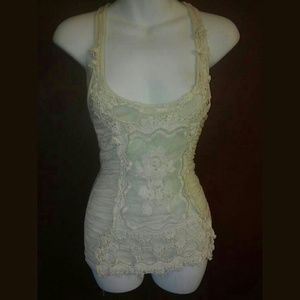 Cream lace tank
