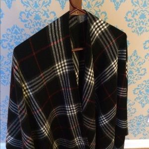 Black plaid poncho