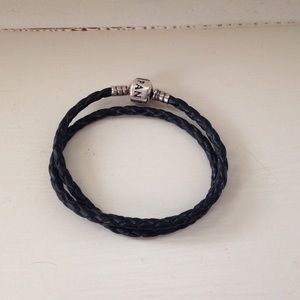 Black leather Pandora bracelet
