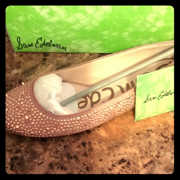 Rose Pink Flats With Gold Studs And Spikes