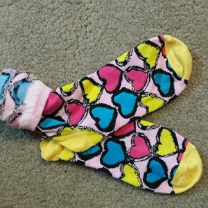 Cute pink yellow heart socks