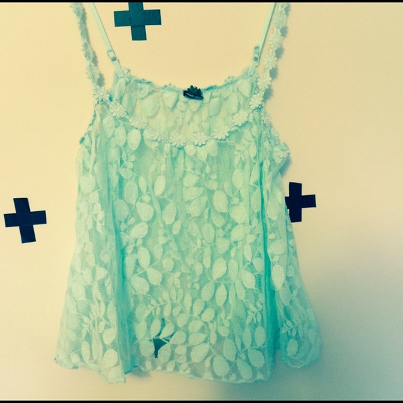 Turquoise girly see through flowy tank
