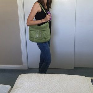 Green leather purse