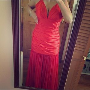 Red Pleated Gown