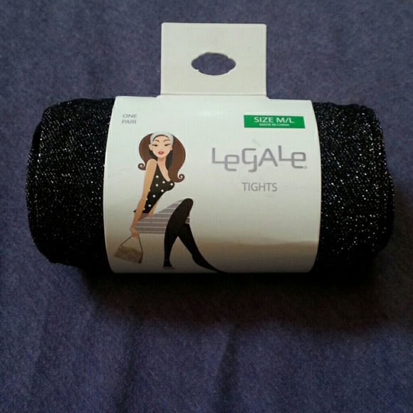 Legale Black and Silver Opaque Sparkly Tights
