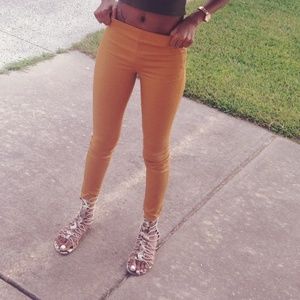 Mustard yellow slim fit pants