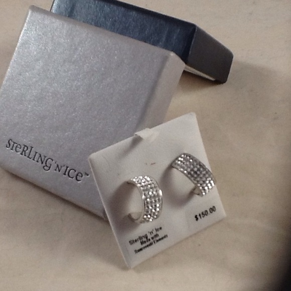 Sterling Silver Swarovski Earrings - Picture 2 of 4