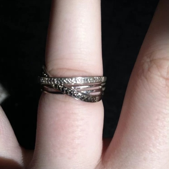 Sterling Silver Black &White Diamond Ring