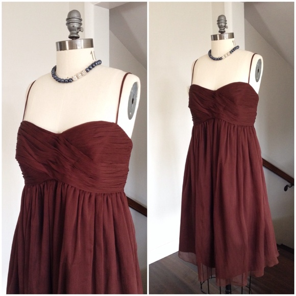 ❌SOLD❌ BROWN EMPIRE WAIST CHIFFON COCKTAIL DRESS