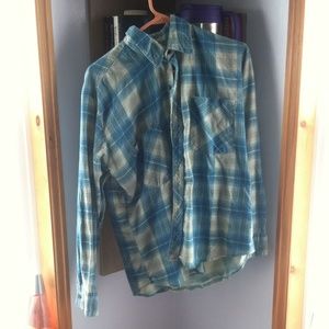 Oversized flannel; teal/blue color
