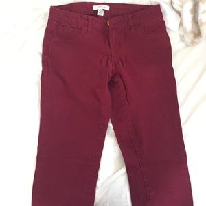 Burgundy/maroon skin tight leggings/jeans