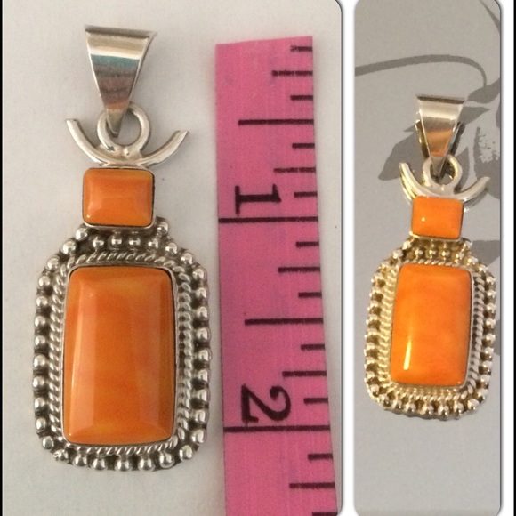 Vintage Orange Sterling Silver .925 Pendant - Picture 2 of 4