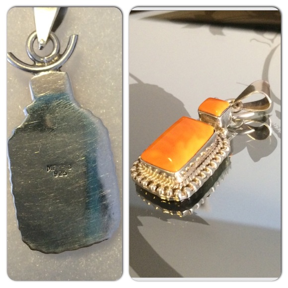 Vintage Orange Sterling Silver .925 Pendant - Picture 3 of 4