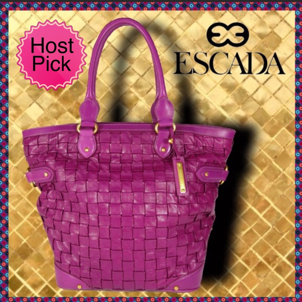 🌹5XHP🌹ESCADA Woven Leather Tote XTRA INFORMATION