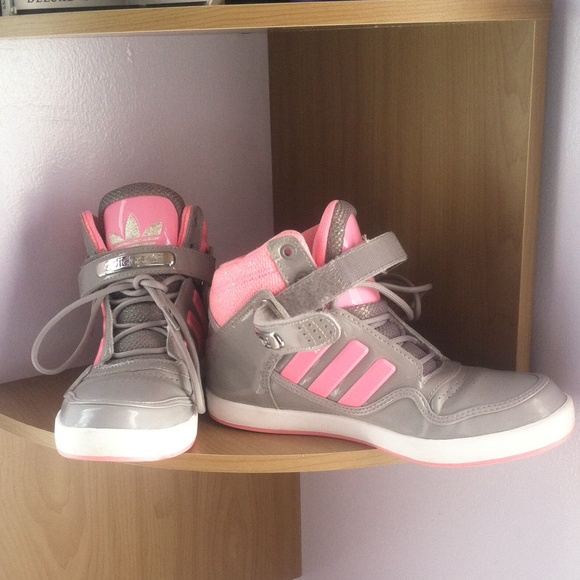 Pink and grey hightops