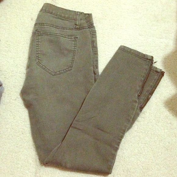 Olive colored ankle skinnies
