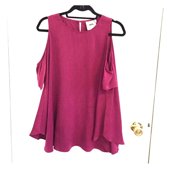 ASOS purple silk tunic with shoulder cut outs