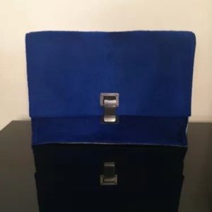 Proenza Schouler cobalt blue calf fur clutch NWT