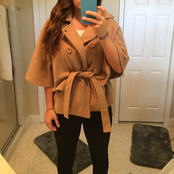cute beige wrap around coat