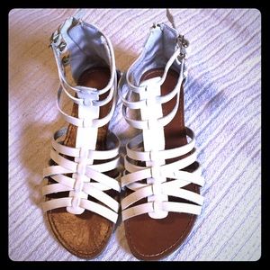 Traffic strappy white sandals