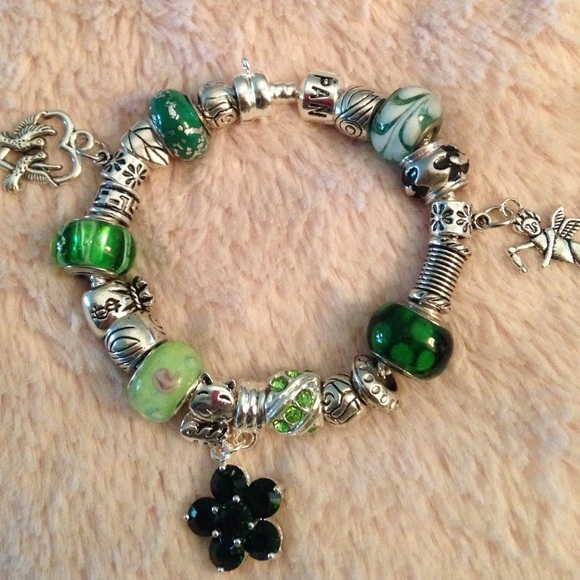 Sterling silver Pandora style charm bracelet