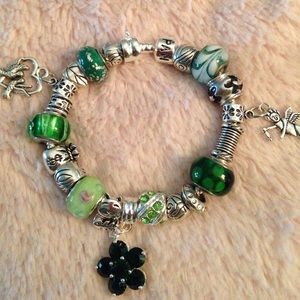 Sterling silver Pandora style charm bracelet