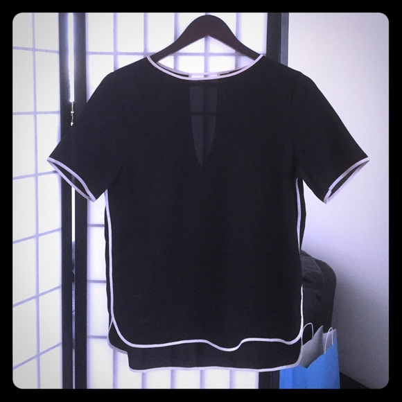 Heather by Bordeaux Black & White Lined Top - Picture 1 of 4