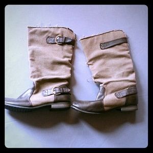 Canvas and Leather Brown Military Style Boots!