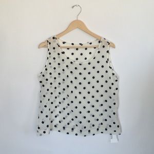 American Apparel Chiffon Tank Bone & Black Dot