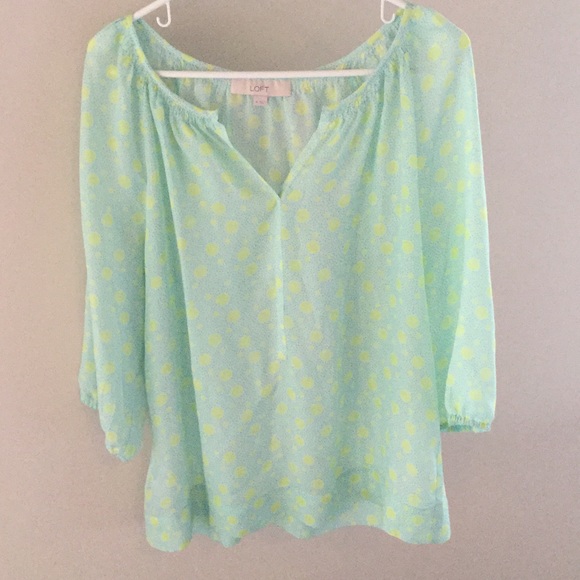 LOFT Green/Blue Chiffon Top