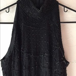 Papell boutique black beaded evening dress!