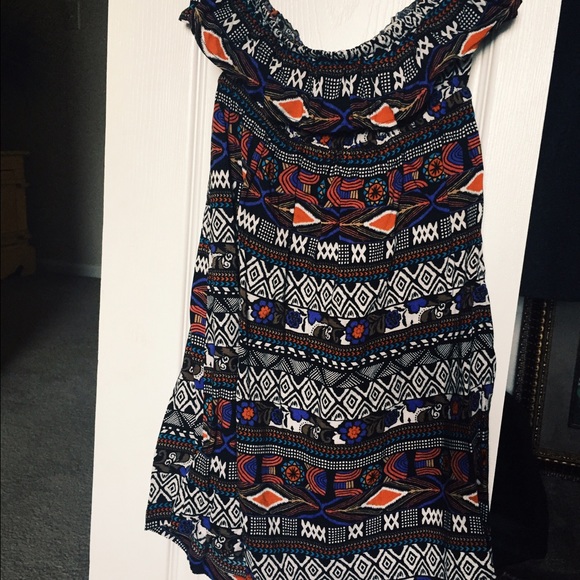 Tribal print strapless dress