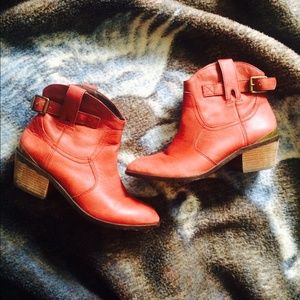 Red leather Lucky Brand booties
